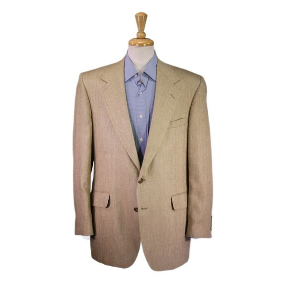 Nordstrom Blazer Raw Silk Brown Knit Woven 2-Btn Sportcoat 43L - Picture 1 of 8